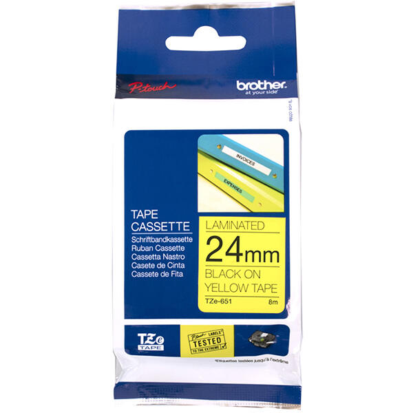 Fita Laminada | Brother | TZE | 24mm Amarelo/Preto P-Touch