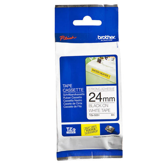 Fita Laminada de 24mm - Branco/Preto (super-adesiva)