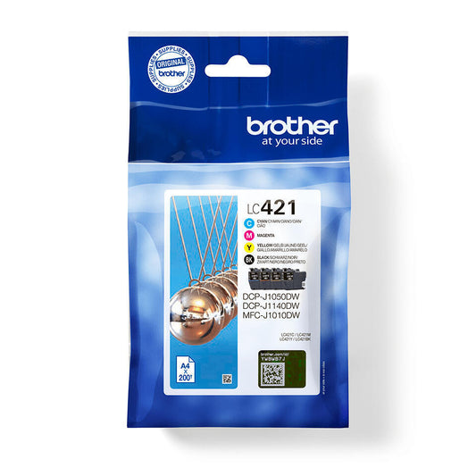 Tinteiros de Tinta | BROTHER | LC421VAL | Pack 4 Cores | Preto, Ciano