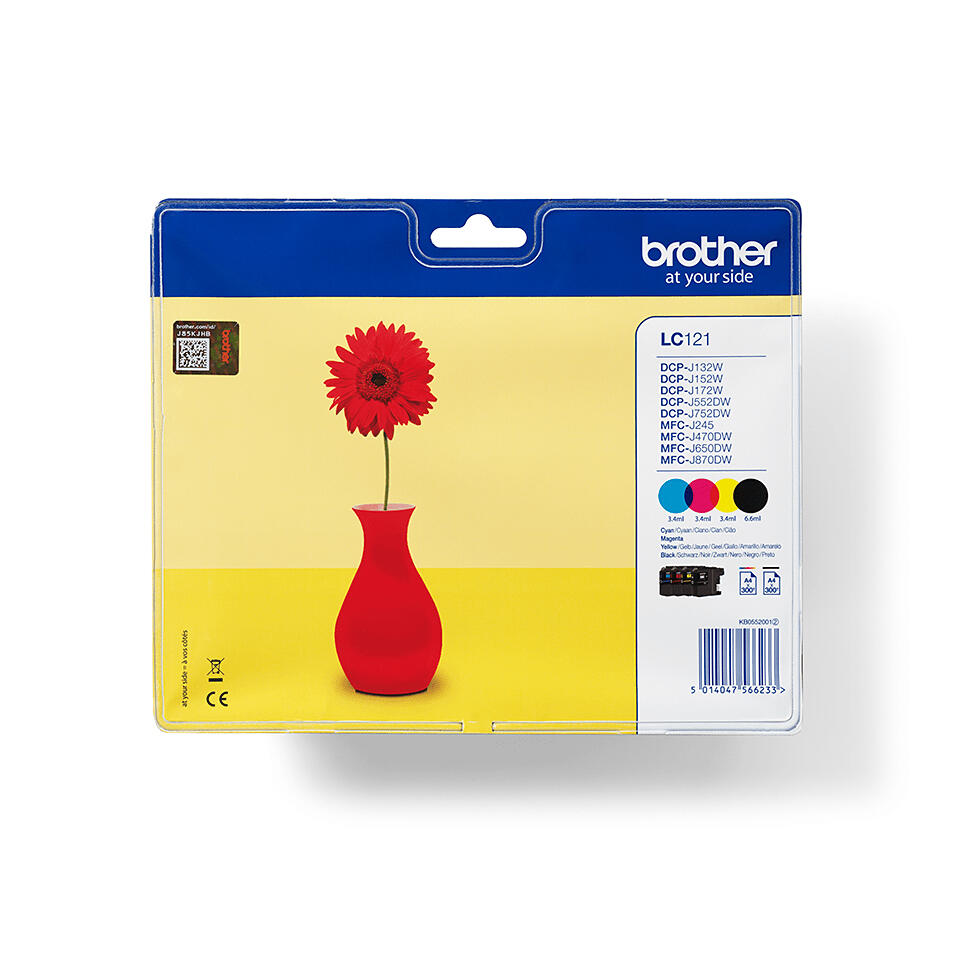 BROTHER Pack de 4 cartuchos de tinta negro, cian, magenta y amarillo DCP-J552dw MFC-J470dw