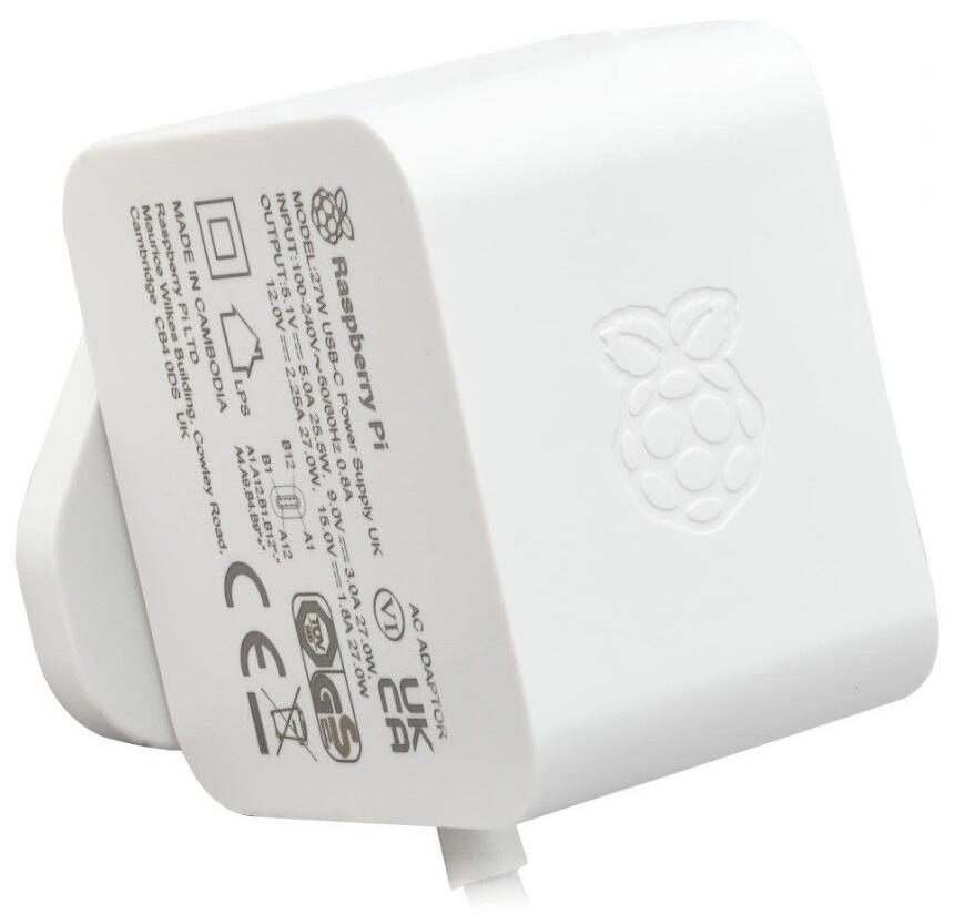 RASPBERRY FONTE ALIMENTAÃ‡ÃƒO PI 5 27W USB-C SC1152 WHITE