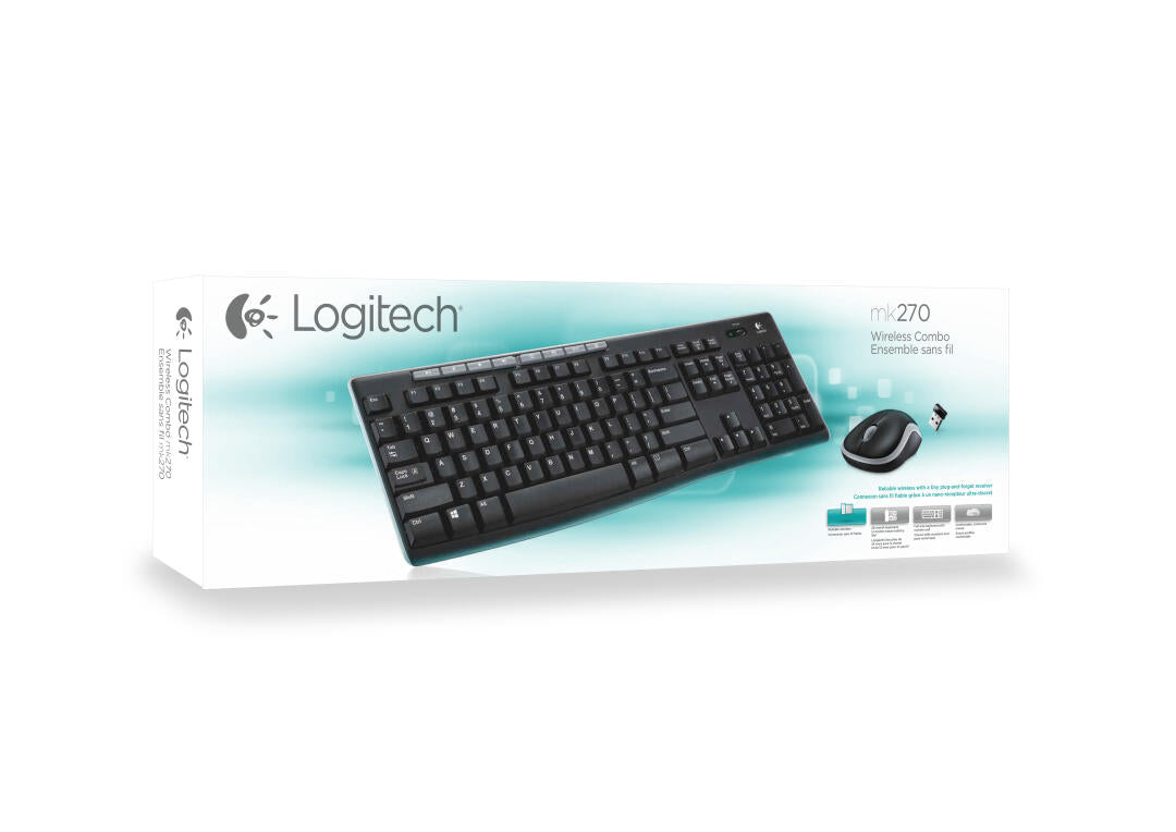 Logitech MK270 Wireless Combo - Conjunto de teclado e rato - sem fios - 2.4 GHz - Francês