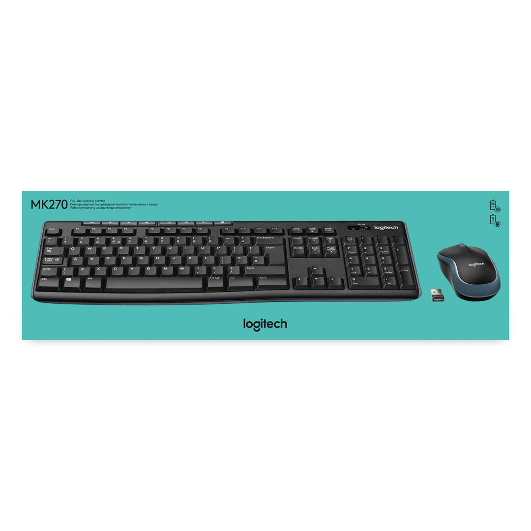 Logitech MK270 Wireless Combo - Conjunto de teclado e rato - sem fios - 2.4 GHz - Bélgica