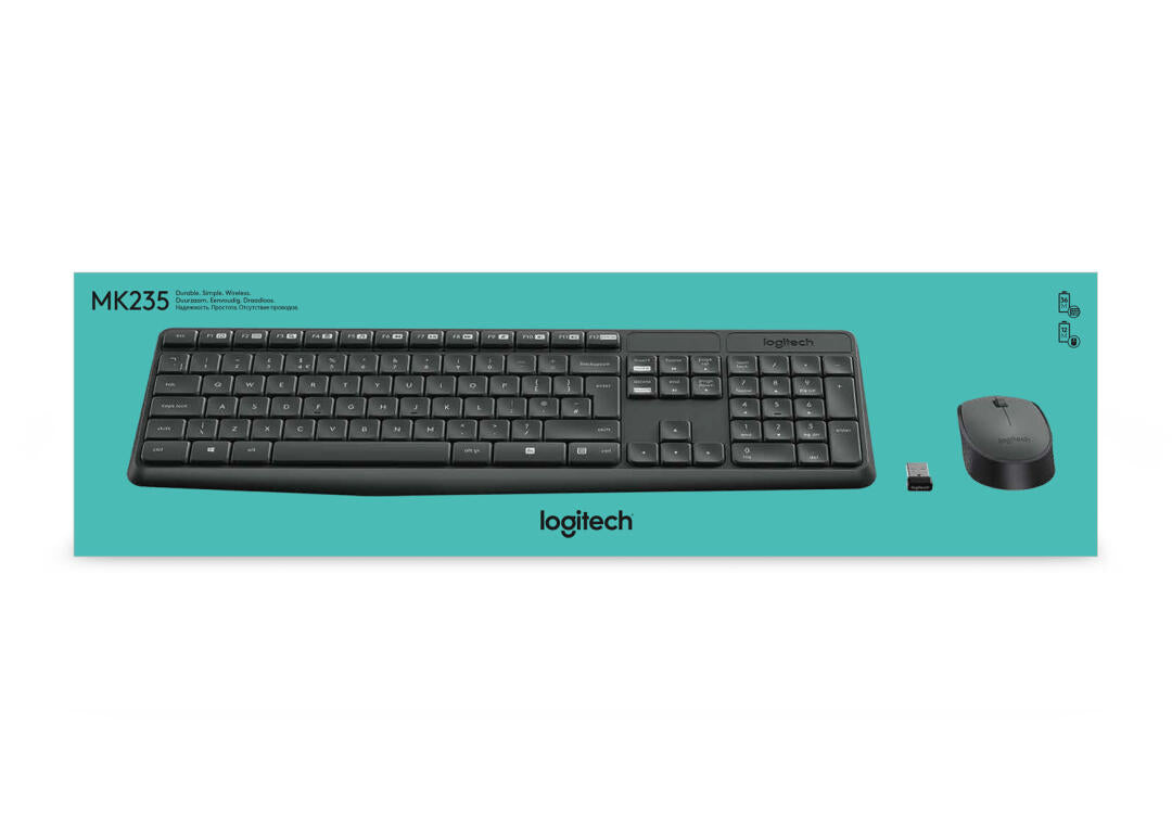 Teclado e Rato Sem Fios | Logitech | MK235 | Preto | USB