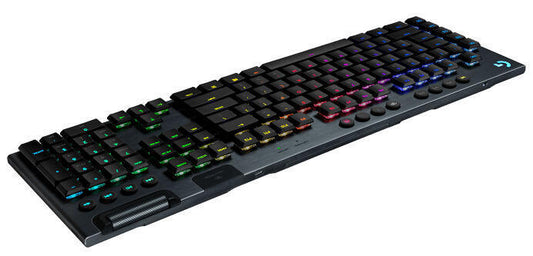 Logitech G G915 - Teclado - luz traseira - USB, Bluetooth, 2.4 GHz - QWERTY - Português - interruptor: GL Tactile - carvão