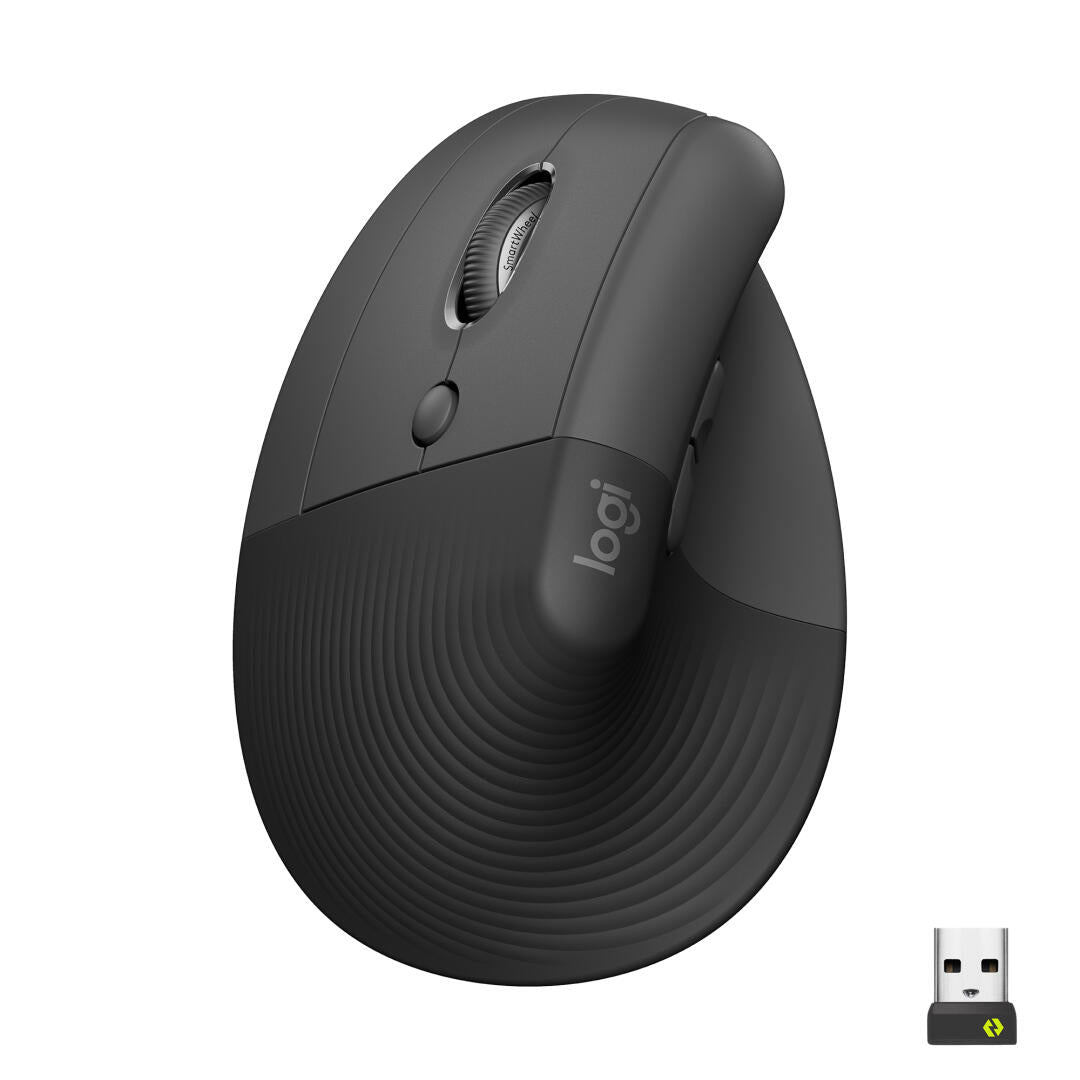 LOGITECH Raton (Izqda/Zurdos) Inalambrico 6 botones Ergonomico, Vertical, Videojuegos color grafito