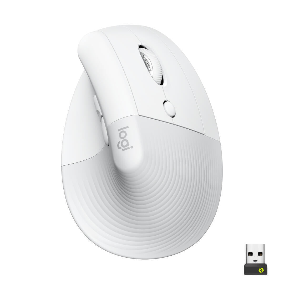 LOGITECH Raton Inalambrico 6 botones Ergonomico, Vertical, Videojuegos color Blanco crudo