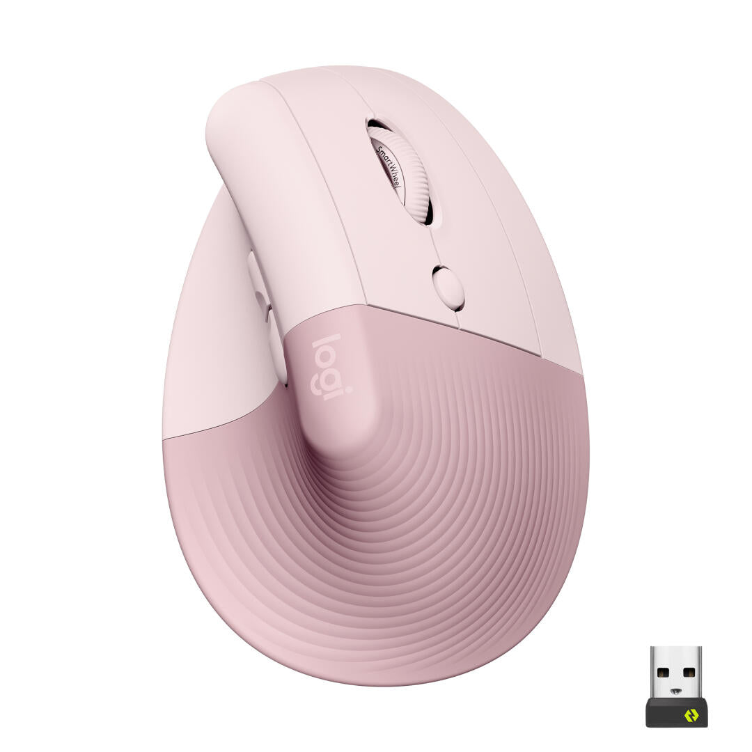 LOGITECH Raton Inalambrico 6 botones Ergonomico, Vertical, Videojuegos color Rosa