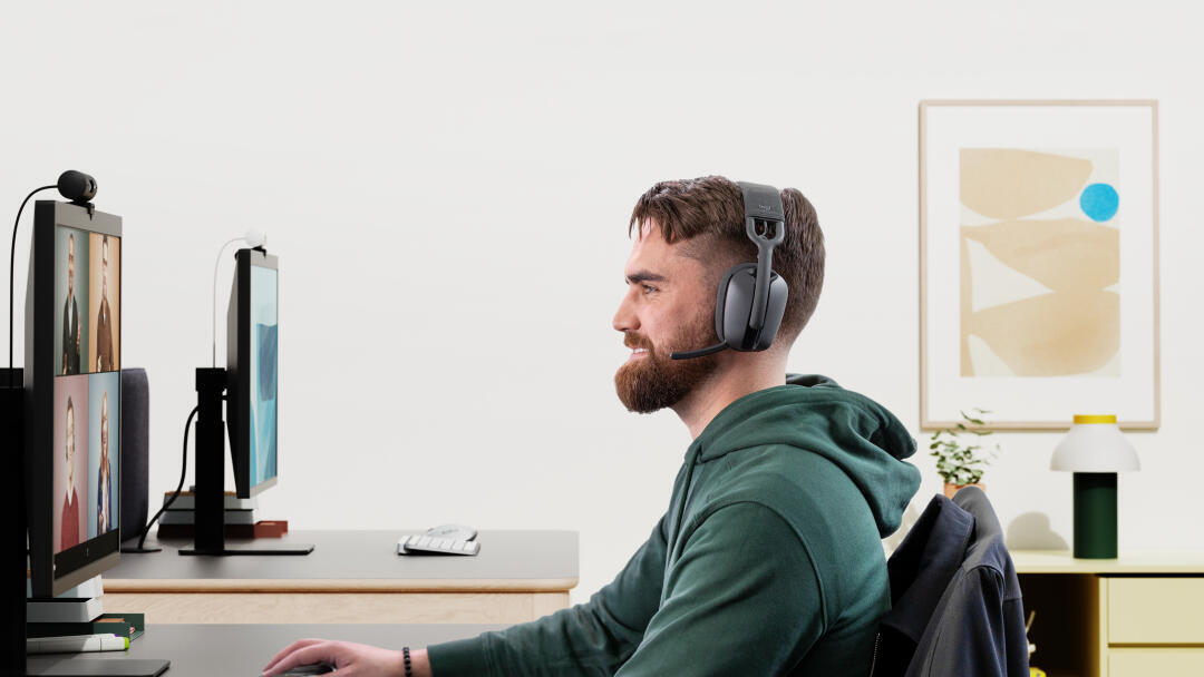 Logitech Zone Vibe Wireless - Auscultadores - tamanho completo - bluetooth - sem fios - USB-C através de adaptador de Bluetooth - grafite - Certificado para Microsoft Teams