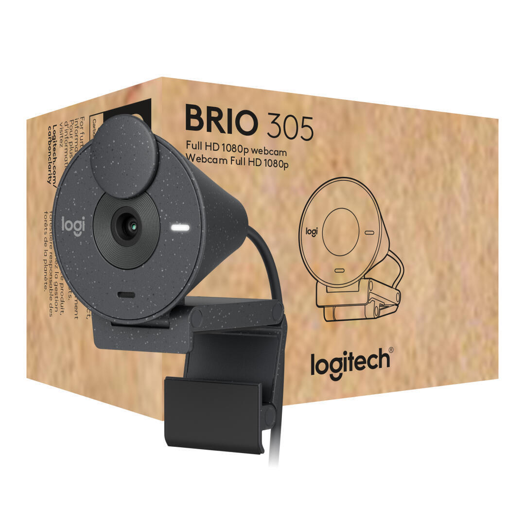 Câmara Web | Logitech | BRIO 305 | 2 MP | 1920 x 1080 | USB-C | Cor