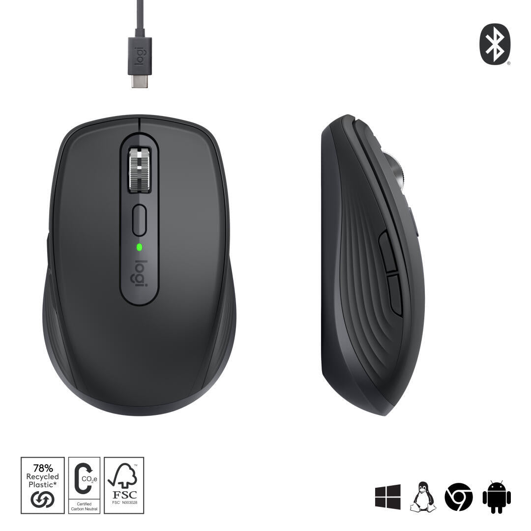 LOGITECH MOUSE RATON MX ANYWHERE 3S WIRELESS INALAMBRICO BLUETOOTH GRAFITO