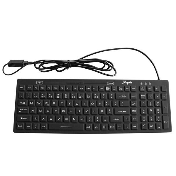 Teclado | Lifetech | Silicone Lavável USB | Preto