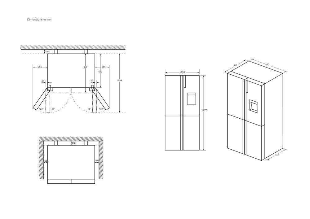 Frigorífico Haier Cube 83 Serie 5 HCW58F18EWMP | 556L | Branco