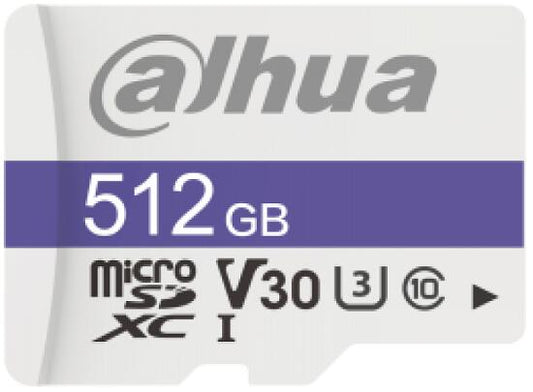 DAHUA MICROSD 512GB MICROSD CARD, READ SPEED UP TO 100 MB/S, WRITE SPEED UP TO 80 MB/S, SPEED CLASS C10, U3, V30, TBW 70TB (DHI-TF-C100/512GB) - 1365613