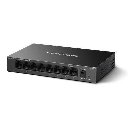 8-Port Gigabit Desktop Switch, 8Ã— Gigabit Ports, Desktop Steel Case, Wall Mounting, Plug and Play, Power Saving, Compact design