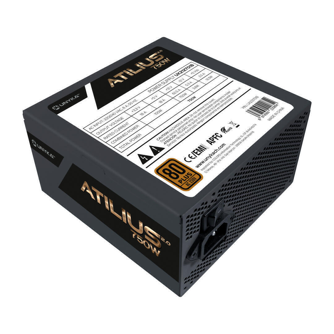 Fonte de Alimentação | Unyka Gaming | Atilius 750W | 80+ Bronze