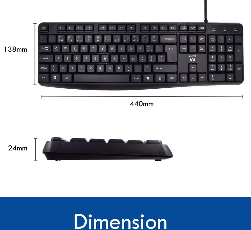 EWENT TECLADO SILENT USB PT BLACK