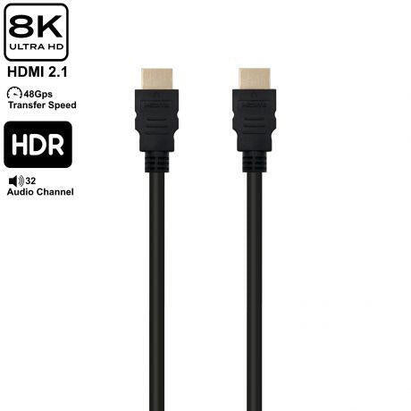 Cabo HDMI 2.1 de ultra alta velocidade 8K com Ethernet 8.0 m, preto, 8K@60Hz, HDR