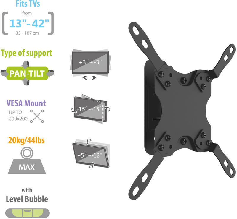 EWENT SUPORTE DE PAREDE UNIVERSAL 1 PIVOT 13-42"