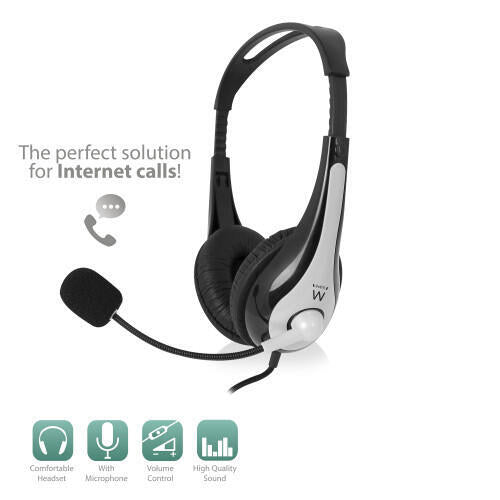 EWENT HEADSET PRO COM MIC AND VOLUME CONTROL JACKS 3.5"