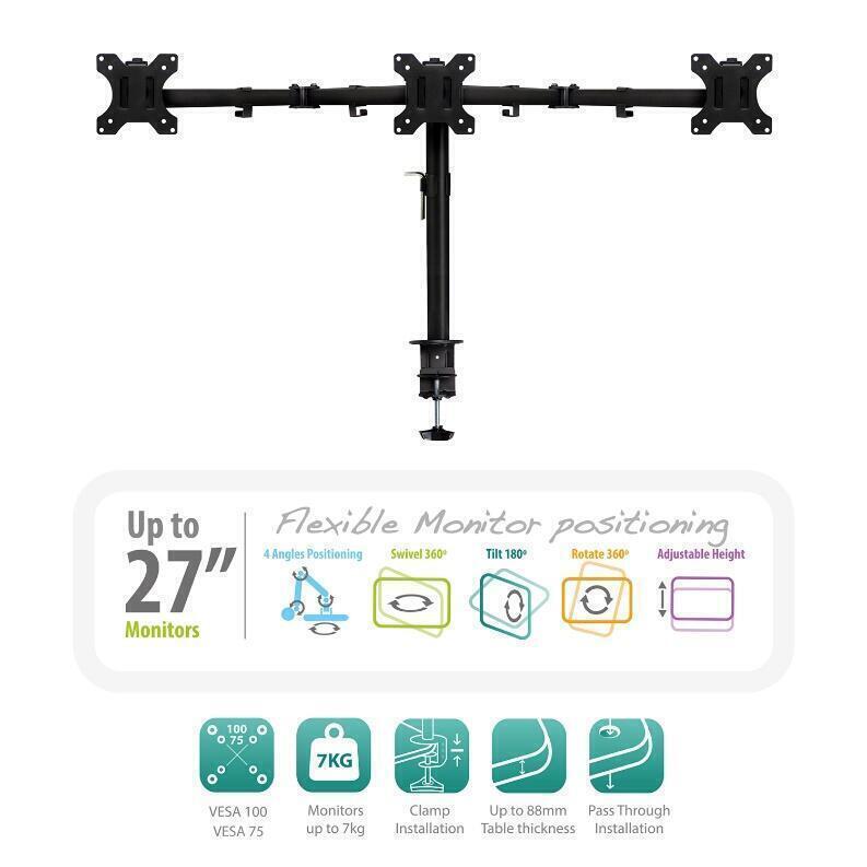 EWENT SUPORTE DE MESA MONITOR 3 MONITORES 13-27"