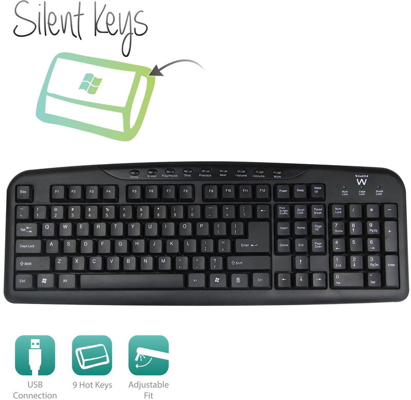 EWENT TECLADO MULTIMEDIA PT USB