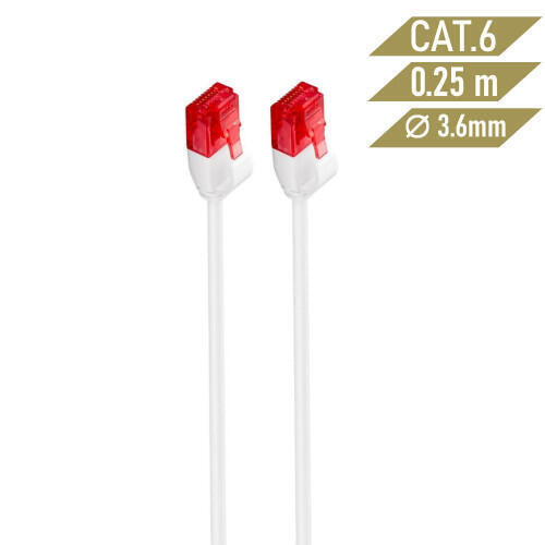 Cabo de rede Cat.6 U/UTP Slim 0.25m branco