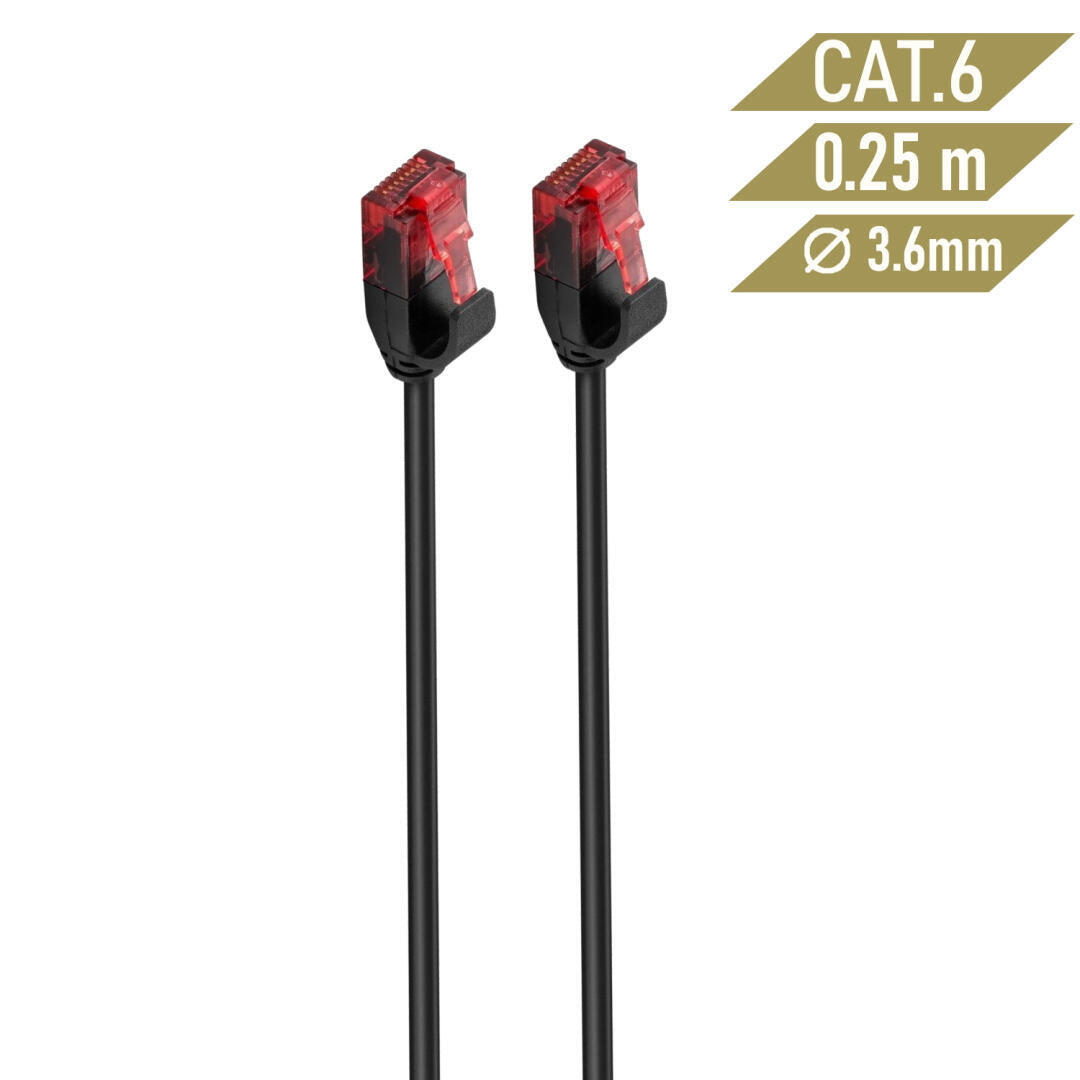 Cabo de rede Cat.6 U/UTP Slim 1.0m preto