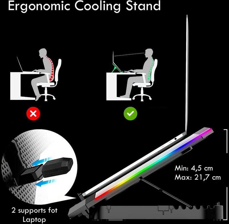 Base Refrigeração Gaming | Marca | Modelo | 6 Ventoinhas RGB | 15"