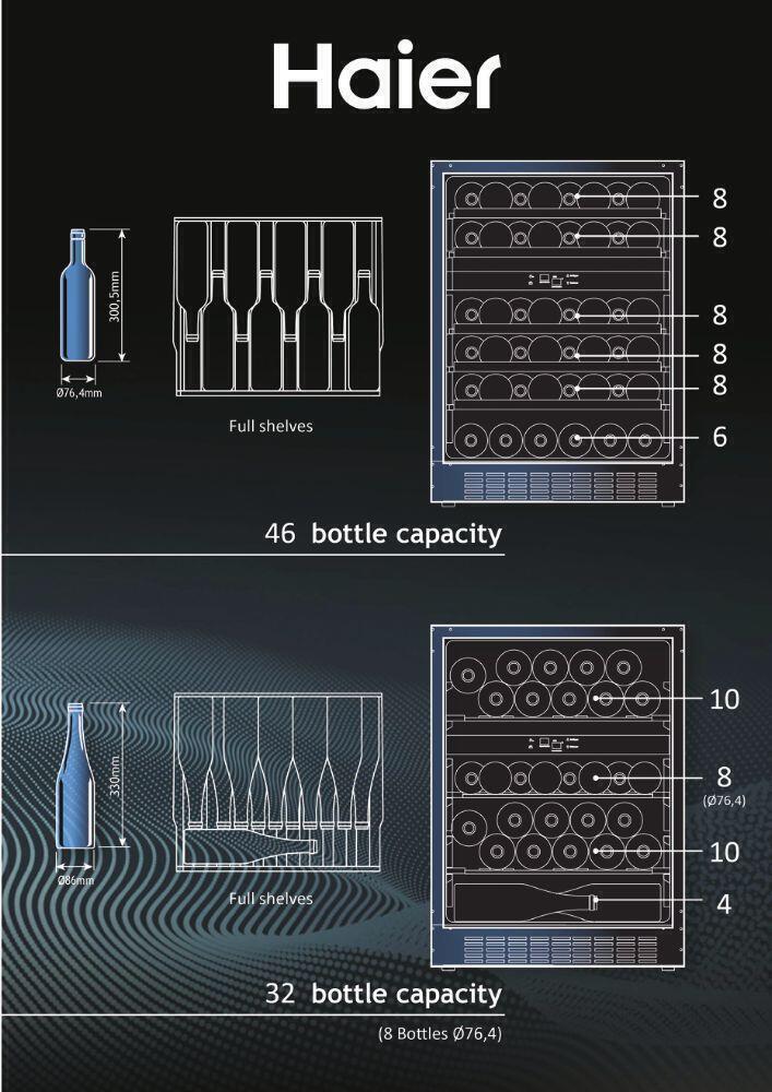 Garrafeira de Vinho | HAIER | HAKWBD 60 | 60 Garrafas | Preto