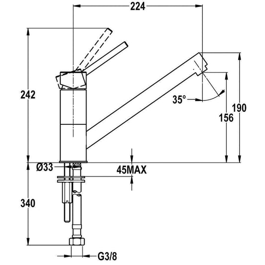 Torneira de Cozinha | Teka | AUK 913 | Monocomando | Inox