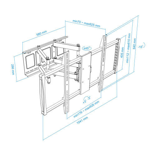 Suporte de Parede Tooq Tilt 6 Pivots 60" a 100" Max. 75kg P