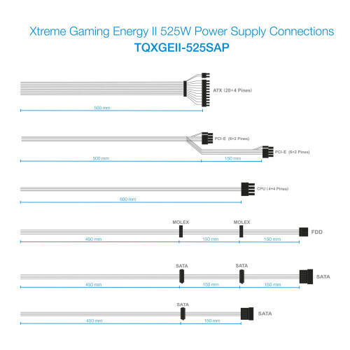 Fonte de Alimentação Tooq Xtreme Gaming Energy II 525W 80+