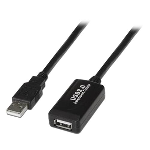 Extensor USB 2.0 - Comprimento 5,0 m - Conectores USB A M/H - Ativo - Cor preto - Transferência até 480 Mbps - USB1-5