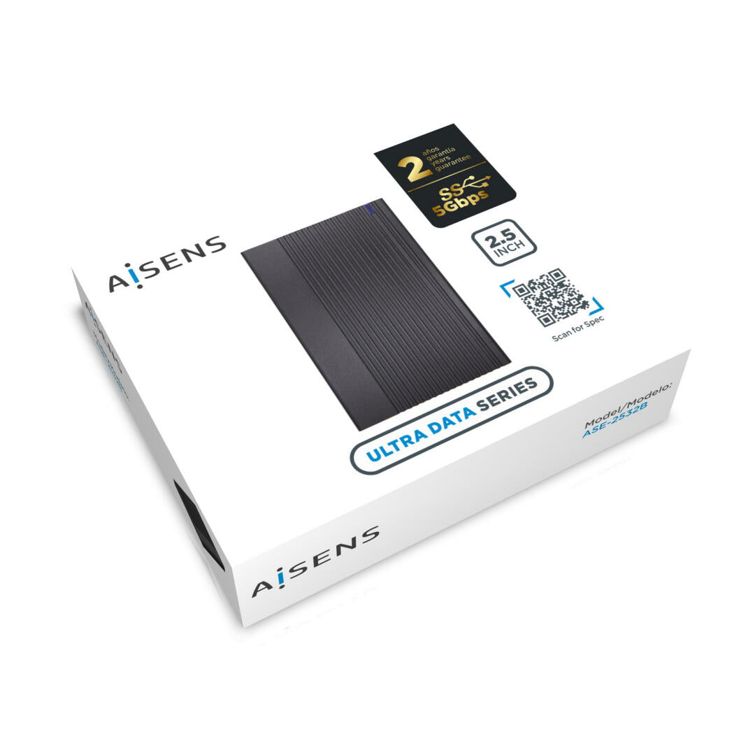 AISENS - CAJA EXTERNA ASE-2532B HDD 2,5" SATA A USB 2.0/USB 3.0/USB3.1 GEN1, NEGRA