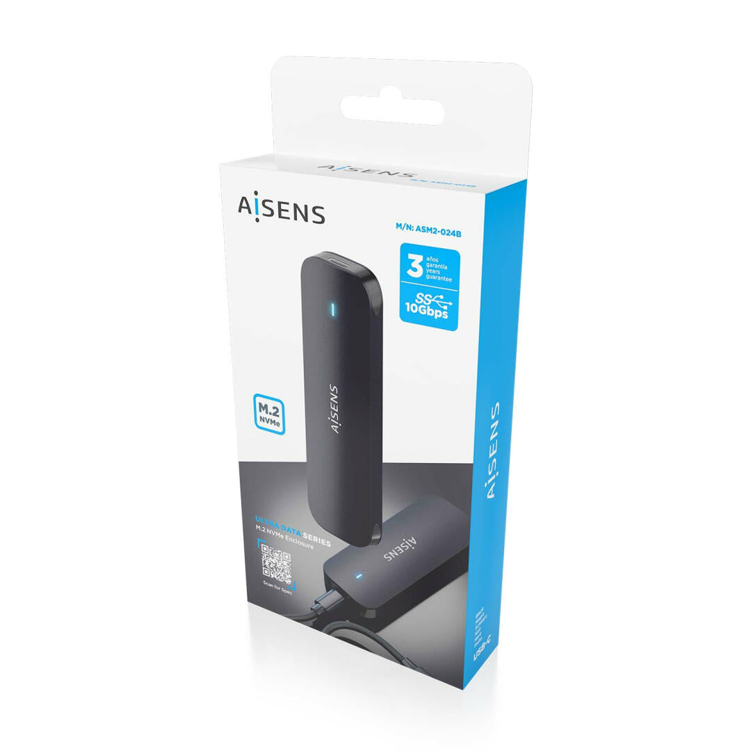 Caixa Externa M.2 | AISENS | ASM2-024B NVMe | USB3.2 Gen2 | Negra