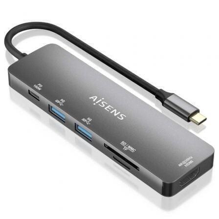 Dock Station USB-C | AISENS | 6 em 1 | HDMI, USB-A, USB-C, SD, MicroSD