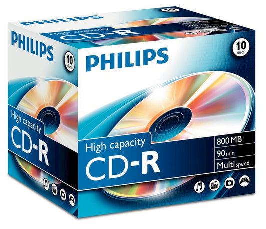 Philips CD-R 90Min 800MB 40x Jewel Case (10 unidades)