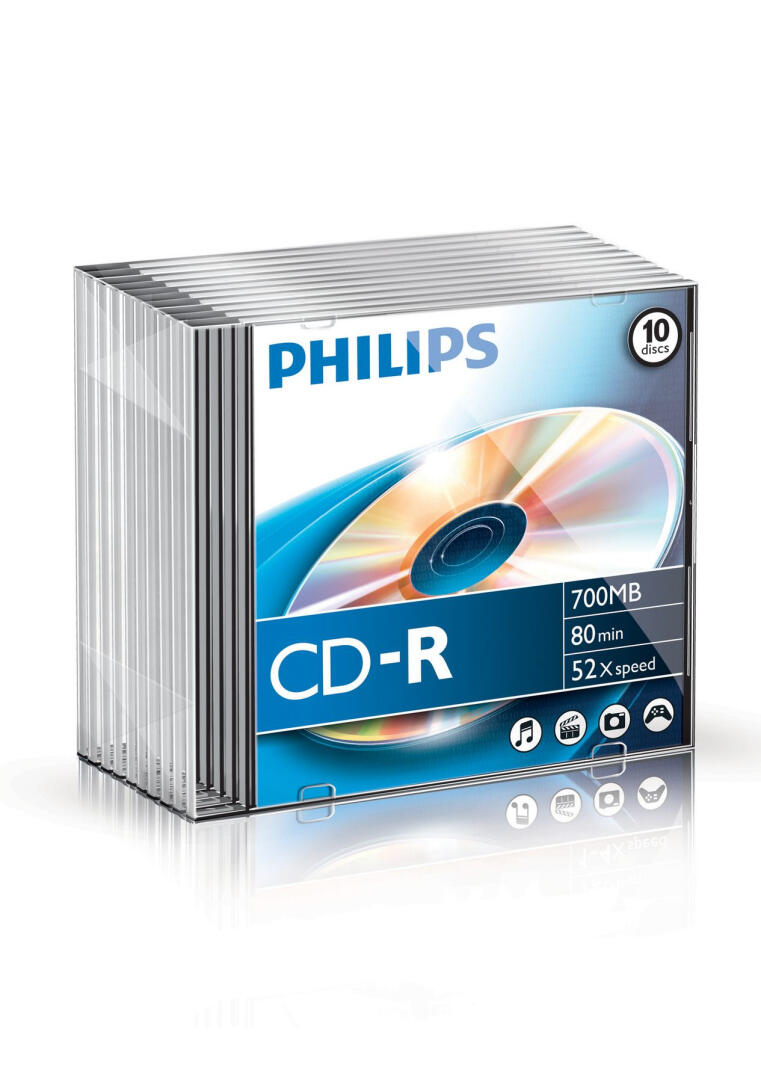 Philips CD-R 80Min 700MB 52x Slim Case (10 unidades)