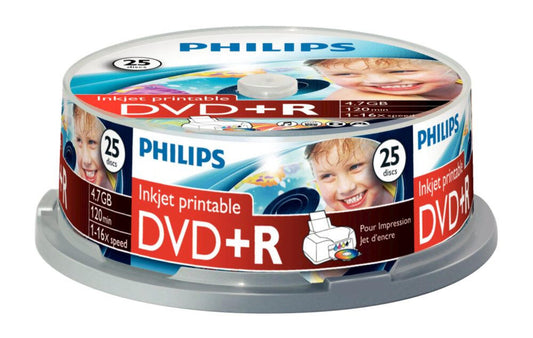 Philips DVD+R 4,7GB 16x Printable mate Cakebox (25 unidades)