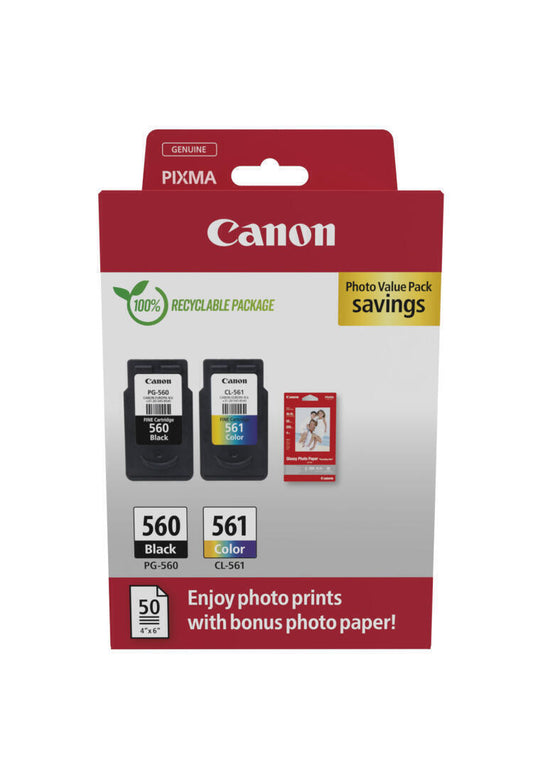 CANON Pack 2 PG560/CL561 Photo Value Pack ECO + Photo Paper PP-201 carton