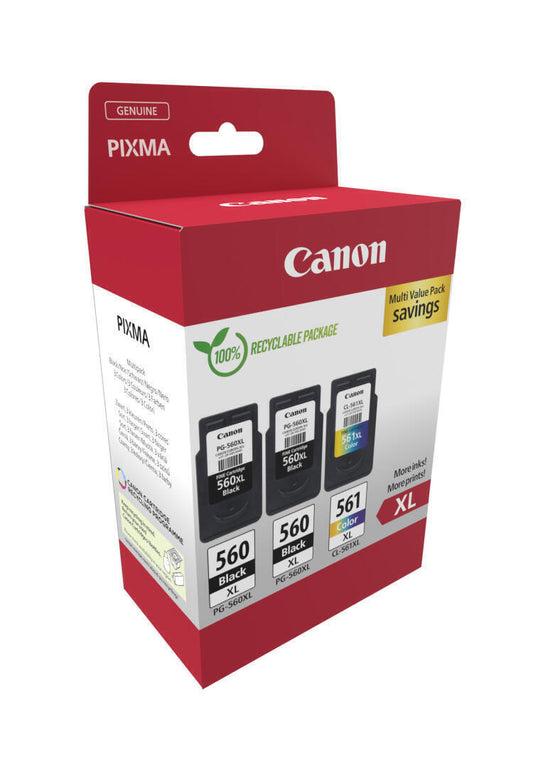 Pack de Tinteiros | Canon | PG-560XLx2/CL-561XL | Preto x2 & Cores XL