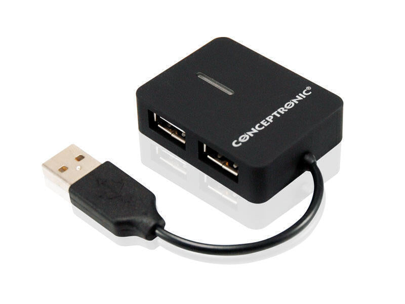 Hub USB | Conceptronic | C4PUSB2 | 4-Portas | Preto | 2.0