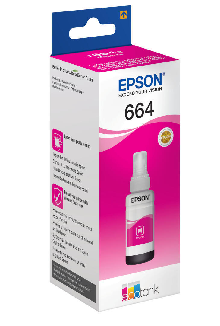 Tinteiro Epson | T6643 | Magenta | 70ml | Compatível ET-L355/L555/E