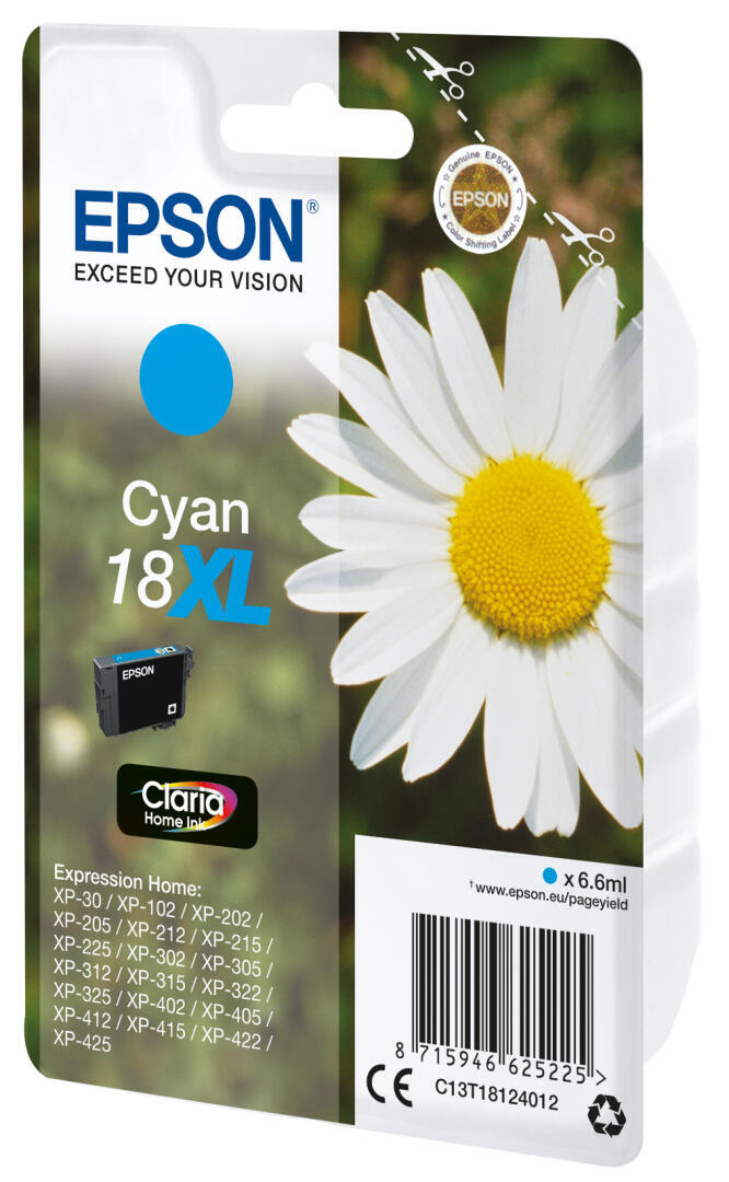 Epson Expression Home XP-102/205/215/305/405 Cartucho Cian Alta Capacidad 18XL