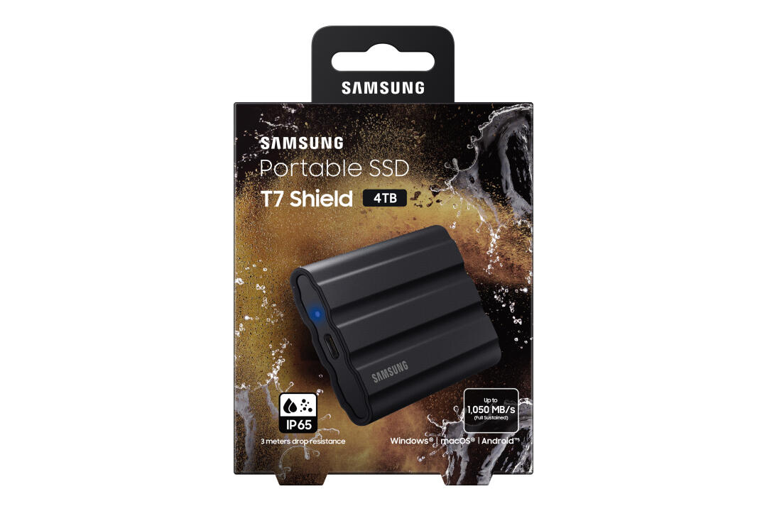 SSD Externo | Samsung | T7 Shield | 4TB | USB 3.2 Gen 2 | Preto