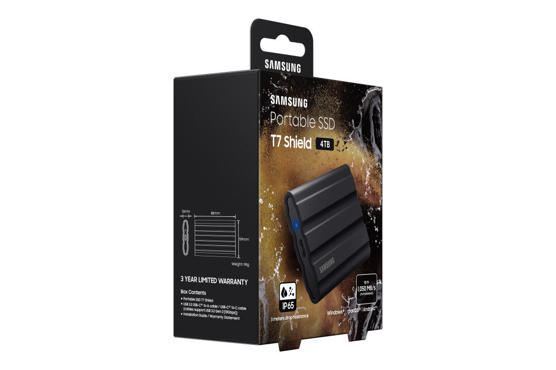 SSD Externo | Samsung | T7 Shield | 4TB | USB 3.2 Gen 2 | Preto