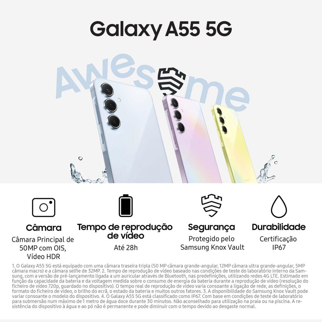 Smartphone Samsung Galaxy A55 5G 128GB Lavanda