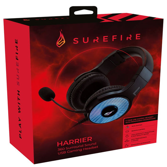 SUREFIRE HEADSET GAMING HARRIER 360 SURROUND 7.1 USB RGB LED PC/ CONSOLA